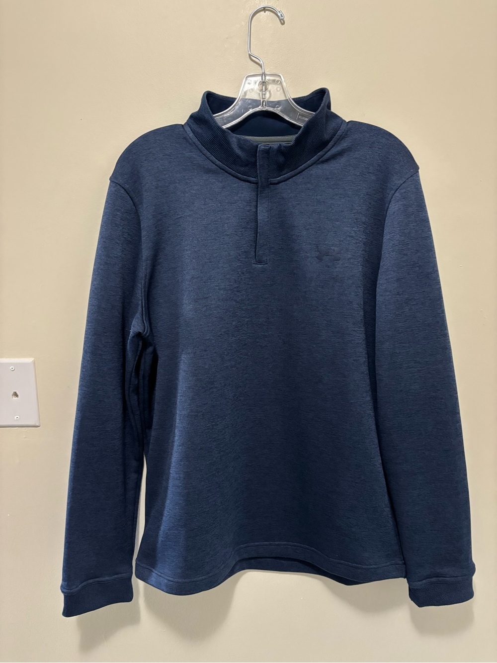 Under Armour ColdGear Loose Fit Heathered Blue 1/4 Zip Pullover (Size Large)